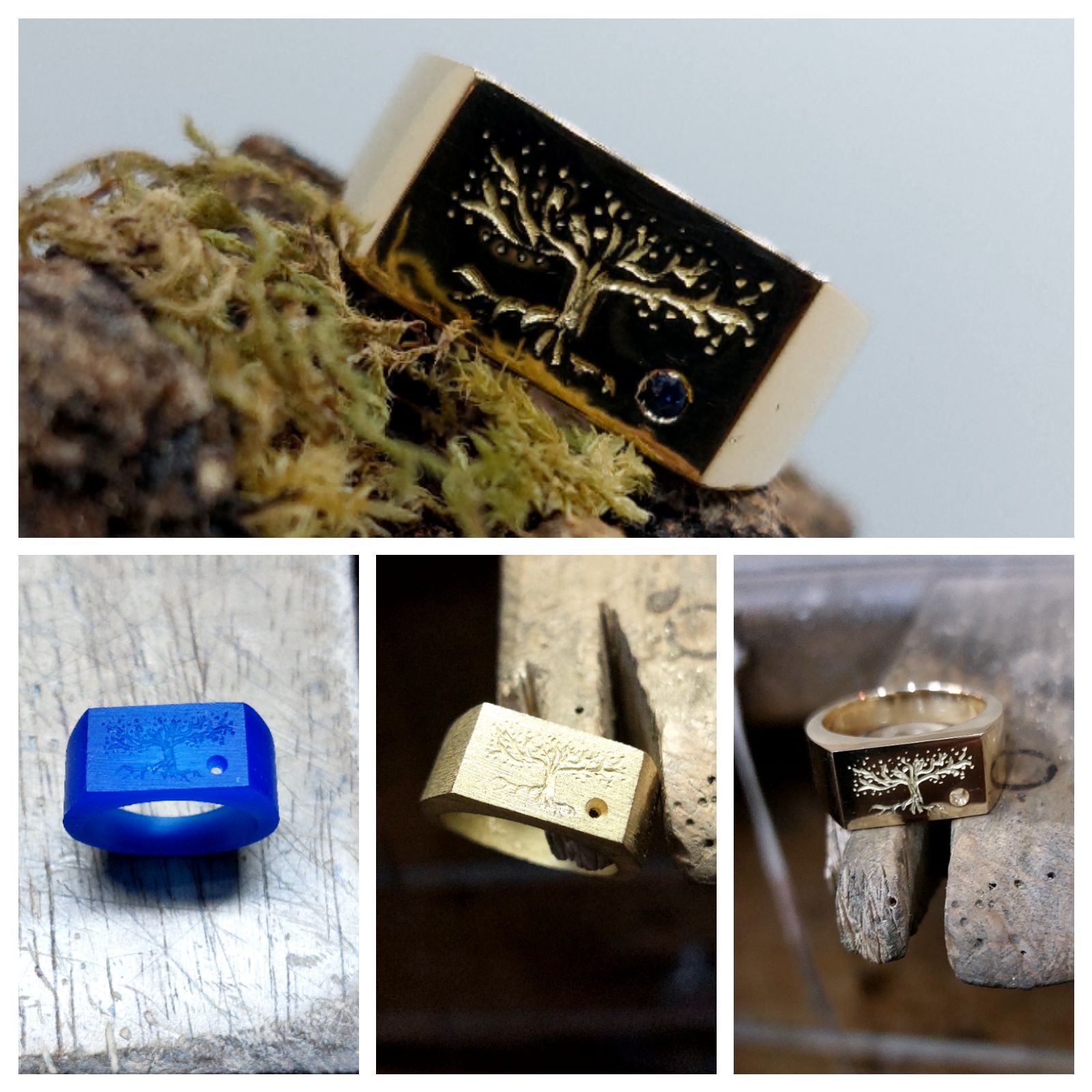 Bague or jaune 750 milli&egrave;mes et saphir